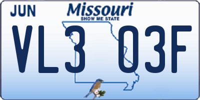 MO license plate VL3O3F