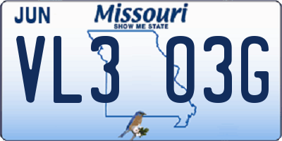MO license plate VL3O3G