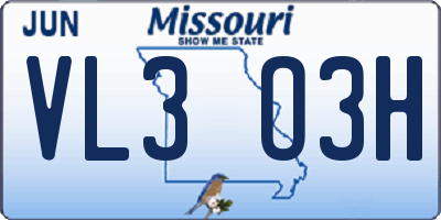 MO license plate VL3O3H