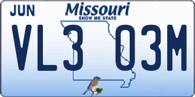 MO license plate VL3O3M