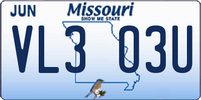 MO license plate VL3O3U