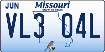 MO license plate VL3O4L