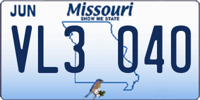 MO license plate VL3O4O