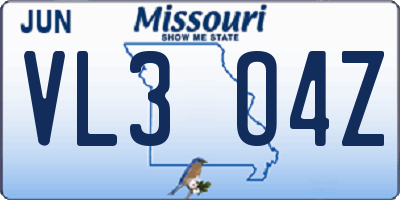 MO license plate VL3O4Z
