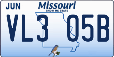 MO license plate VL3O5B