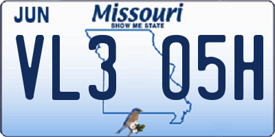 MO license plate VL3O5H