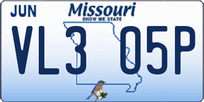 MO license plate VL3O5P