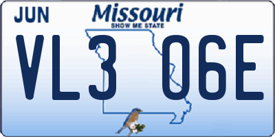 MO license plate VL3O6E