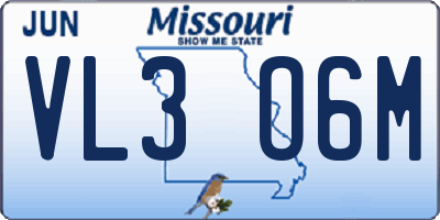 MO license plate VL3O6M