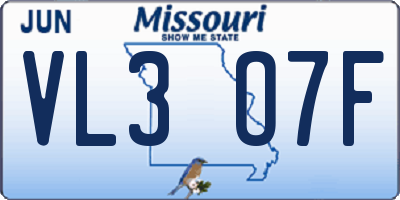 MO license plate VL3O7F