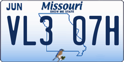 MO license plate VL3O7H