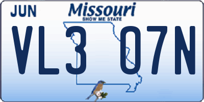 MO license plate VL3O7N