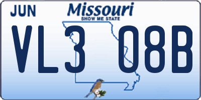 MO license plate VL3O8B