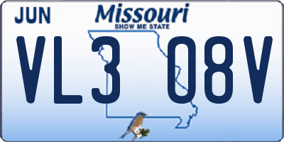 MO license plate VL3O8V