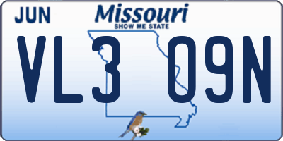 MO license plate VL3O9N