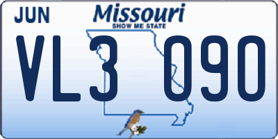 MO license plate VL3O9O