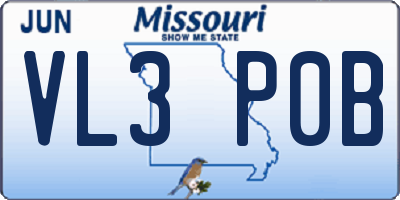 MO license plate VL3P0B