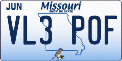 MO license plate VL3P0F