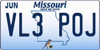 MO license plate VL3P0J