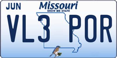 MO license plate VL3P0R