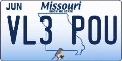 MO license plate VL3P0U