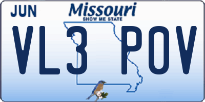 MO license plate VL3P0V