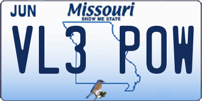 MO license plate VL3P0W