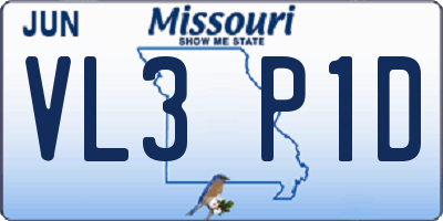 MO license plate VL3P1D