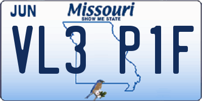 MO license plate VL3P1F
