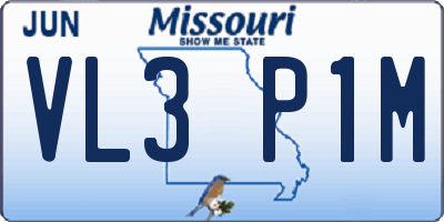MO license plate VL3P1M