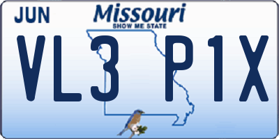 MO license plate VL3P1X