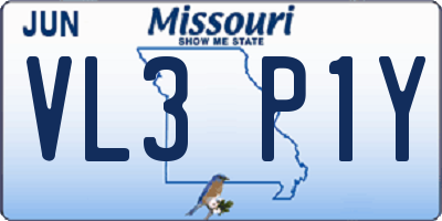 MO license plate VL3P1Y