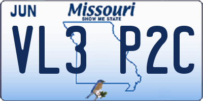 MO license plate VL3P2C
