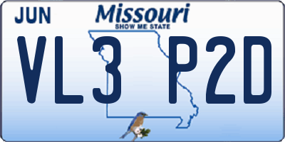 MO license plate VL3P2D