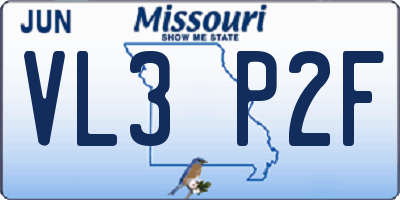 MO license plate VL3P2F
