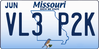 MO license plate VL3P2K