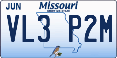 MO license plate VL3P2M