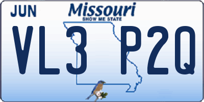 MO license plate VL3P2Q