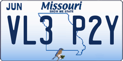 MO license plate VL3P2Y