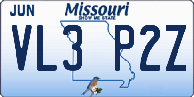 MO license plate VL3P2Z