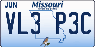 MO license plate VL3P3C
