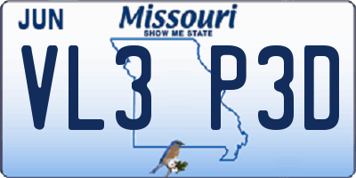 MO license plate VL3P3D