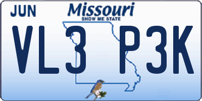 MO license plate VL3P3K