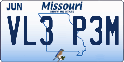 MO license plate VL3P3M