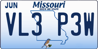 MO license plate VL3P3W
