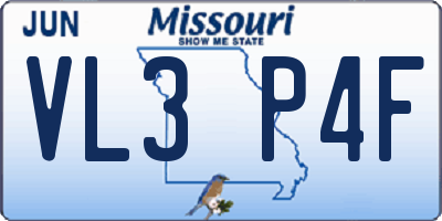 MO license plate VL3P4F