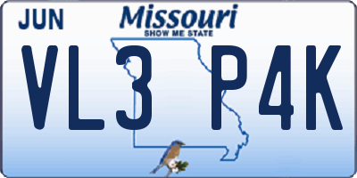 MO license plate VL3P4K