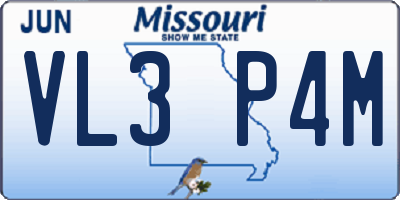 MO license plate VL3P4M