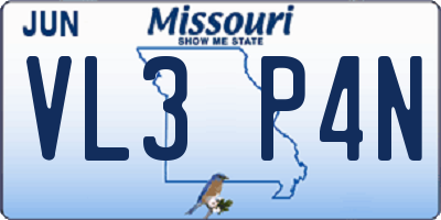 MO license plate VL3P4N
