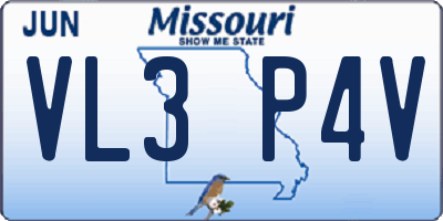 MO license plate VL3P4V